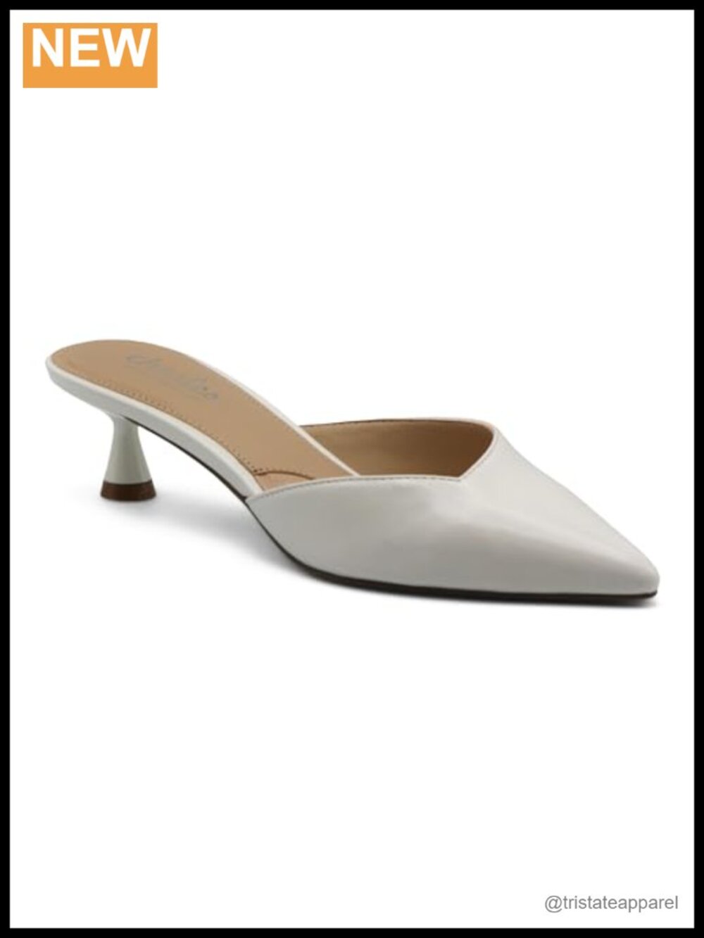 Women's Aloe Pointed Toe Kitten Heel Mule Faux Leather Slip-On